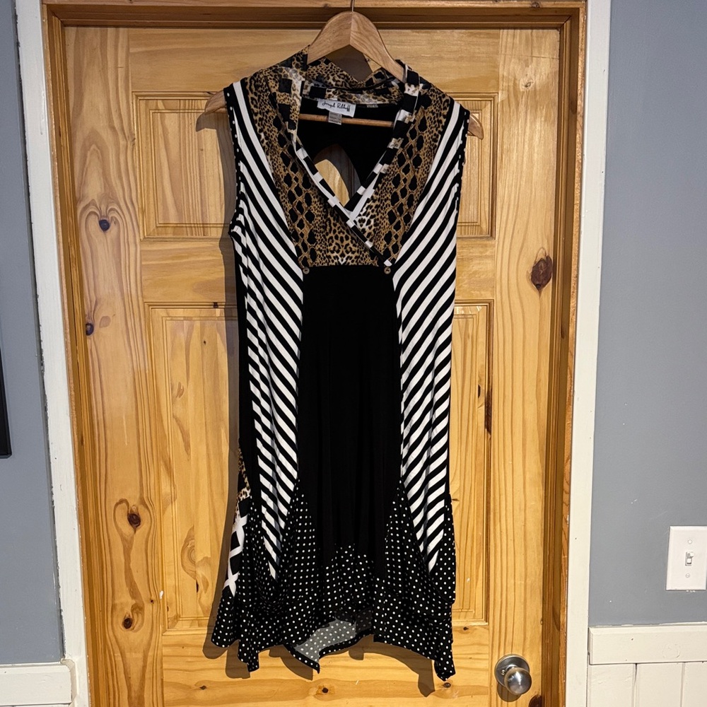 Joseph Ribkoff Leopard Print and Black Dress